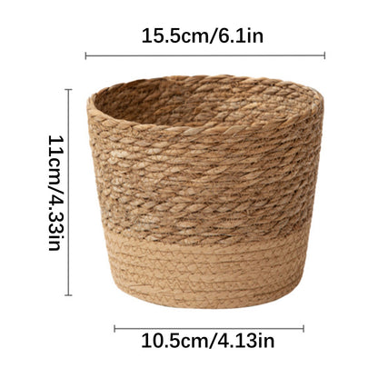 Woven Seagrass Plant Basket, Flower Pots Home Boho Decor, Storage Picnic Grocery Straw Bag for Plant Artificial Tree - 5.5"×8.7"×6.3 F