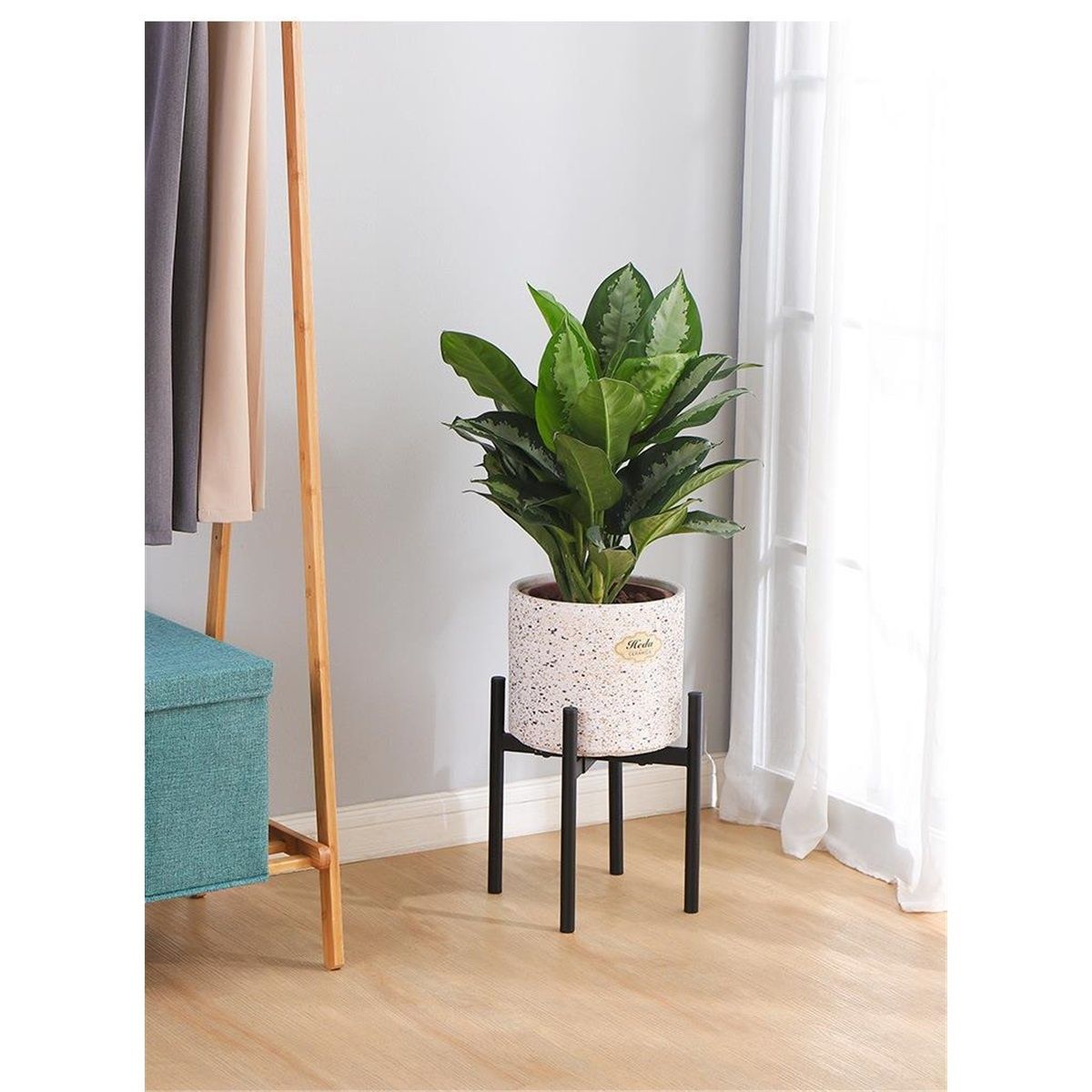 Plant Stand Indoor Outdoor (EXCLUDING 12" Plant Pot) , Hold Up to 12 Inch Planter, Metal Planter Stand, Potted Plant Holder, Black - Fits Snake Plant - Upgraded Design.