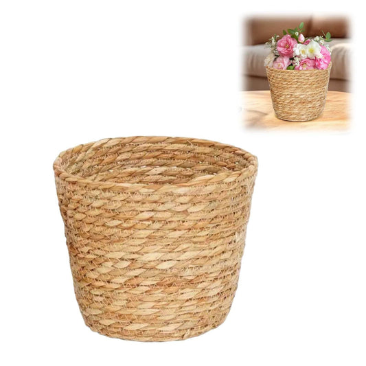 Home Decor Woven Straw Flower Pot Seagrass Planters Basket Garden Plant Pot Containers Wicker Rattan Vase Sundries Organizer Storage Bins for Indoor Outdoor Plants Vintage Decor