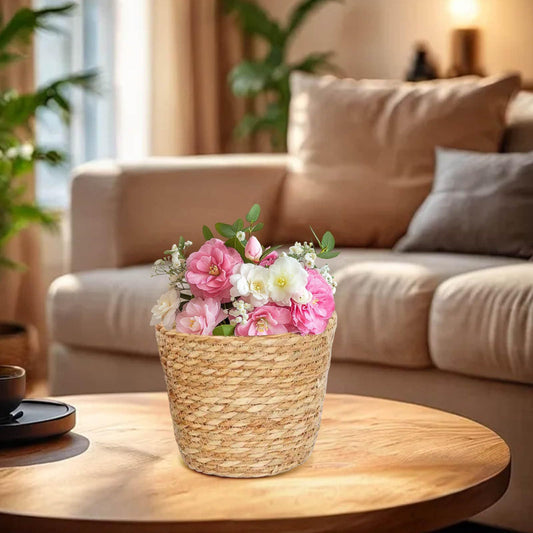 Home Decor Woven Straw Flower Pot Seagrass Planters Basket Garden Plant Pot Containers Wicker Rattan Vase Sundries Organizer Storage Bins for Indoor Outdoor Plants Vintage Decor