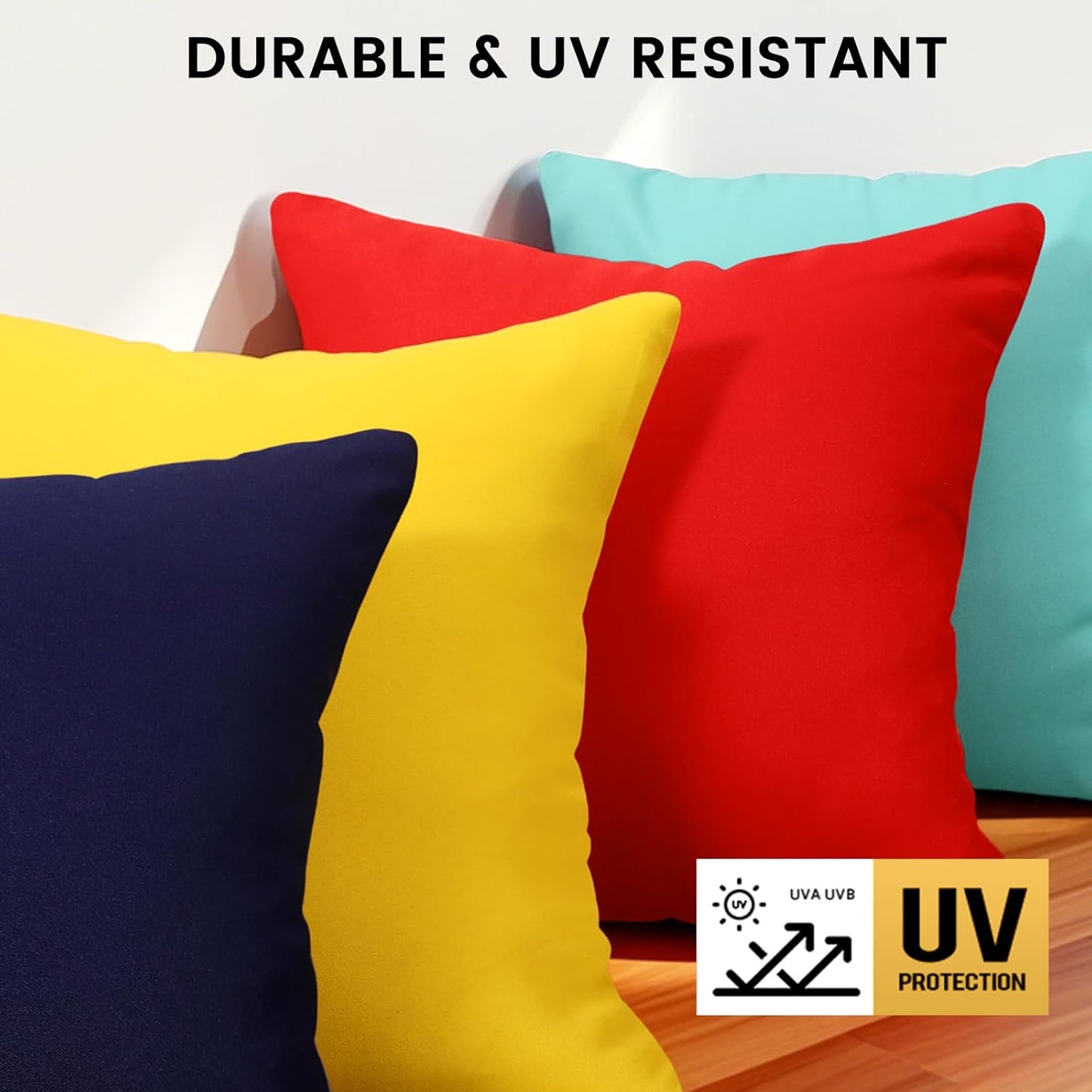 Outdoor Pillow Covers Set of 2, Decorative Farmhouse Waterproof Pillow Covers, Solid Linen Pillowcase Cushion Covers for Patio Garden Balcony Couch Sofa 18x18 inch, Yellow