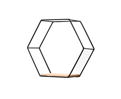 Nordic Hexagonal Iron Stand Small Pot Wall Holder Home Shelf Storage Holder-Golden M
