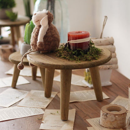 Desktop Decorative Storage Stool Balcony Flower Rack Wooden Flower Pot Stand Garden Ornaments Sundry Shooting Props