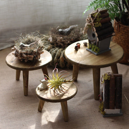 Desktop Decorative Storage Stool Balcony Flower Rack Wooden Flower Pot Stand Garden Ornaments Sundry Shooting Props