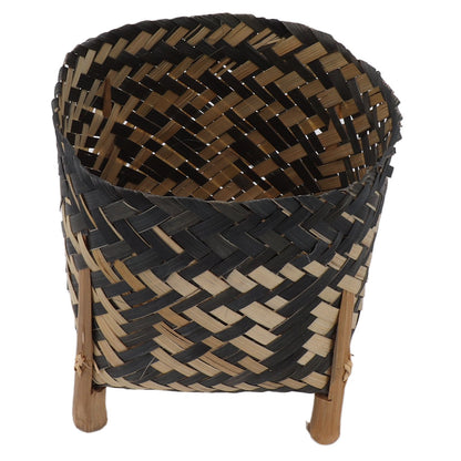 Plant Basket Northern Europe Style Bamboo Weaving Plant Pot Handwoven Indoor Outdoor Storage Organizer Plant Holder
