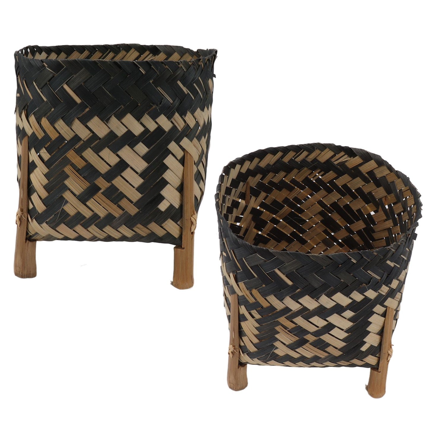Plant Basket Northern Europe Style Bamboo Weaving Plant Pot Handwoven Indoor Outdoor Storage Organizer Plant Holder