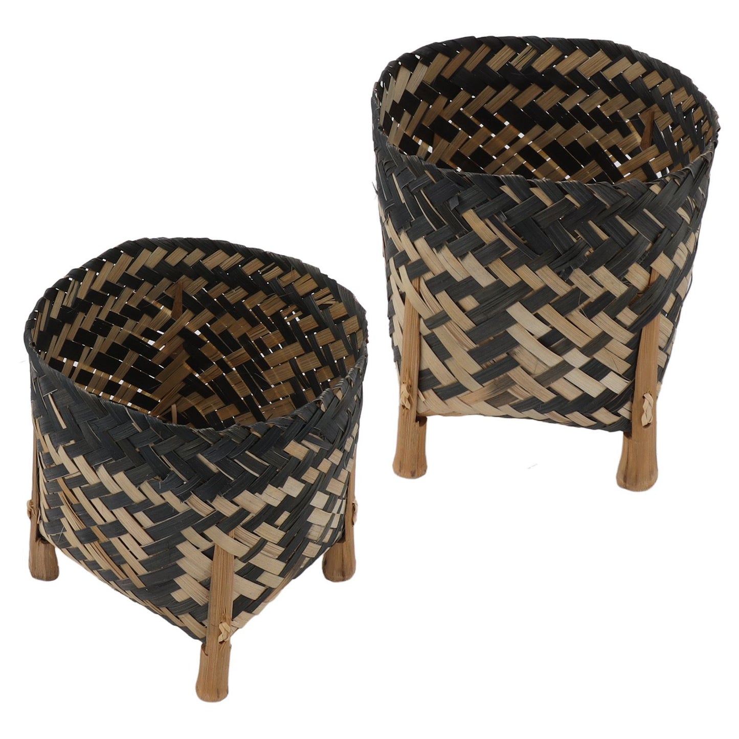 Plant Basket Northern Europe Style Bamboo Weaving Plant Pot Handwoven Indoor Outdoor Storage Organizer Plant Holder