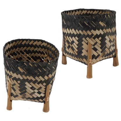 Plant Basket Northern Europe Style Bamboo Weaving Plant Pot Handwoven Indoor Outdoor Storage Organizer Plant Holder