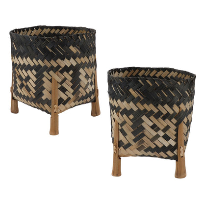 Plant Basket Northern Europe Style Bamboo Weaving Plant Pot Handwoven Indoor Outdoor Storage Organizer Plant Holder