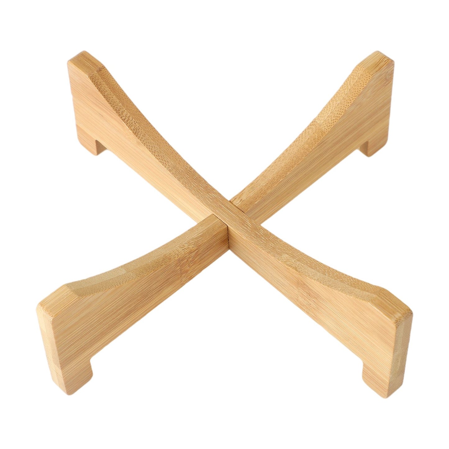 Plant Stand Bamboo Flower Pot Tray Cross Shaped Multifunction for Pet Home Kitchen 17.5x5cm