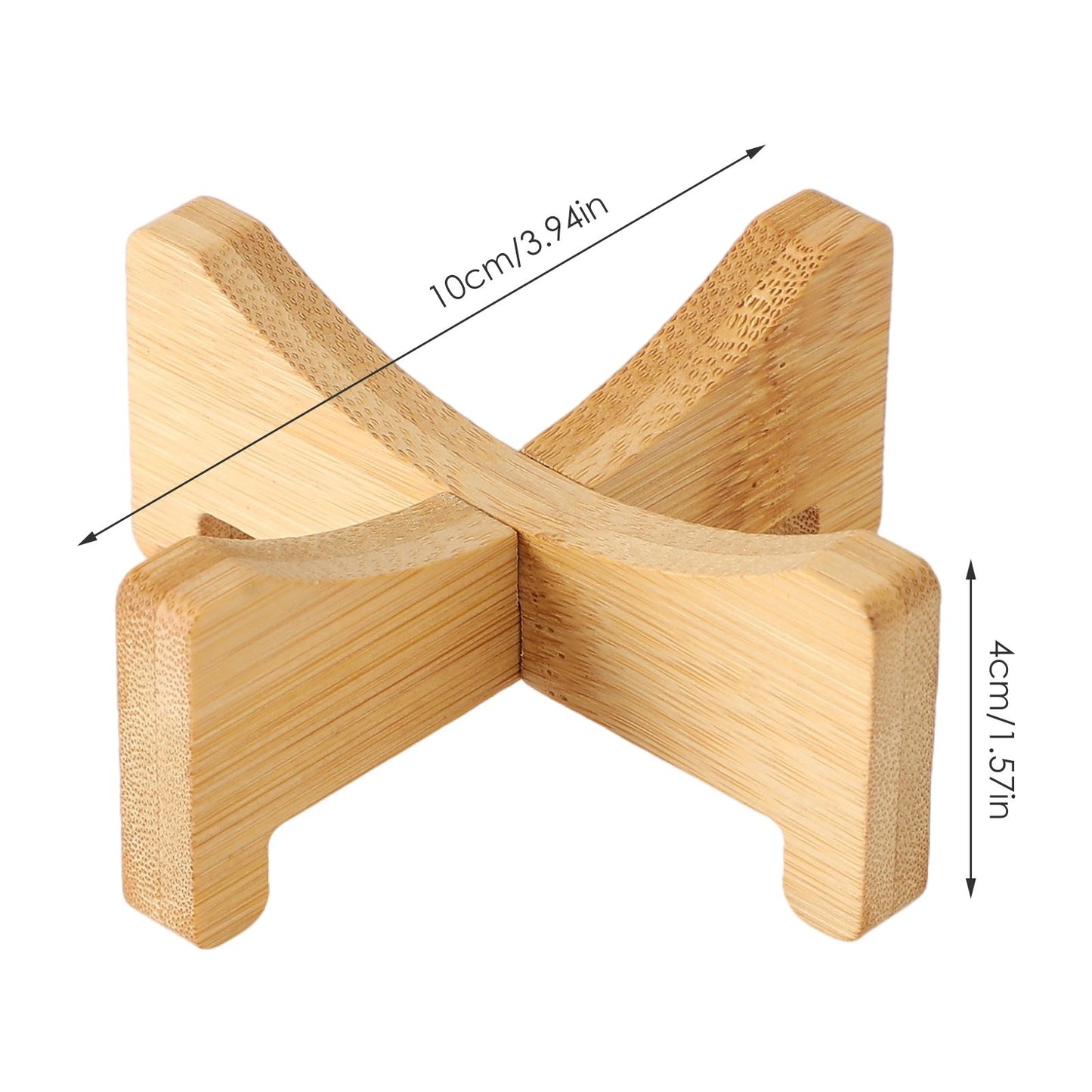 Plant Stand Bamboo Flower Pot Tray Cross Shaped Multifunction for Pet Home Kitchen 17.5x5cm