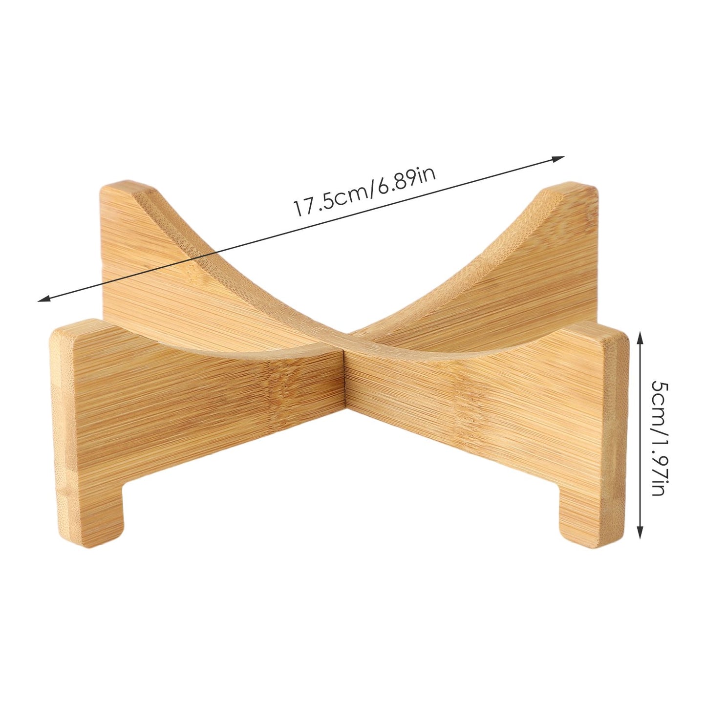 Plant Stand Bamboo Flower Pot Tray Cross Shaped Multifunction for Pet Home Kitchen 17.5x5cm