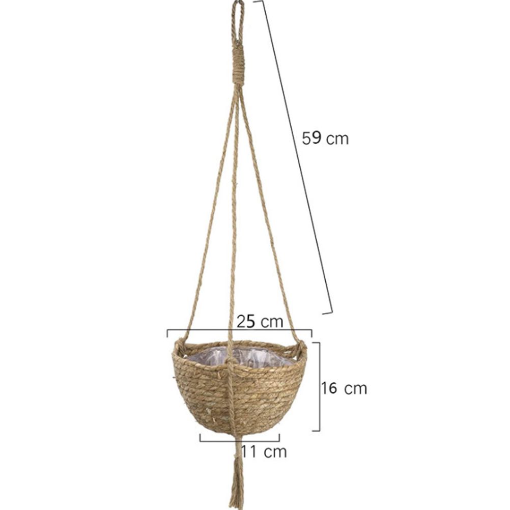 Natural Hanging Seagrass Plant Baskets Dural Layer Flower Planting Basket Holder Garden Decor