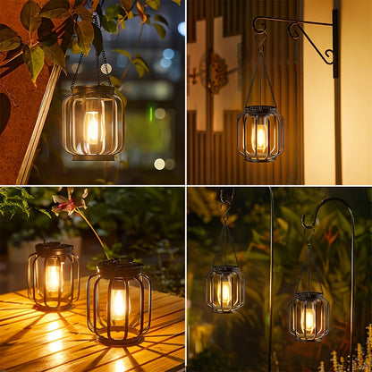 Black White Outdoor Hanging Lanterns Solar Powered Lanterns Outdoor Lighting Garden