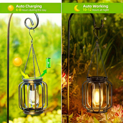Black White Outdoor Hanging Lanterns Solar Powered Lanterns Outdoor Lighting Garden