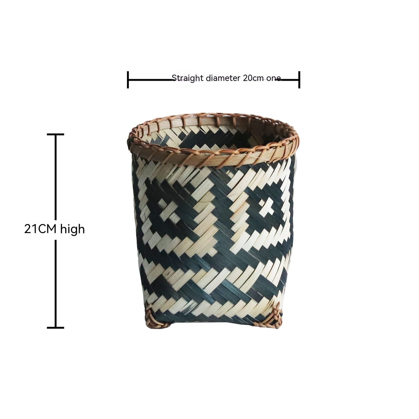 Bamboo Woven Trash Can Wicker Waste Basket Office Garbage Cans Round Waste Paper Bin Rubbish Basket Plant Flower Pot for Under