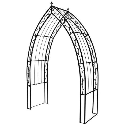 Cathedral Garden Arch 290cm High, Black Powder Coated Iron, 164cm Wide