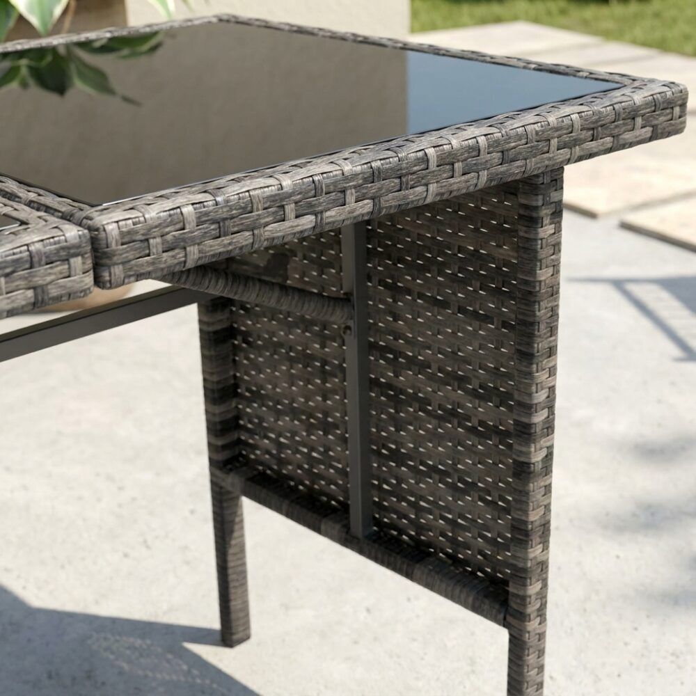 Ella 8-Seater Modular Outdoor Garden Lounge and Dining Set with Table and Stools in Dark Grey Weave