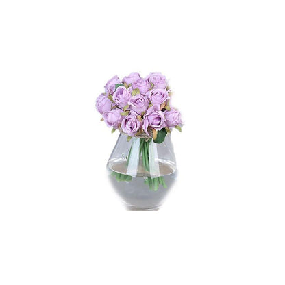 12 Heads Silk Rose Artificial Flowers Fake Bouquet - pink