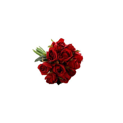 12 Heads Silk Rose Artificial Flowers Fake Bouquet - pink
