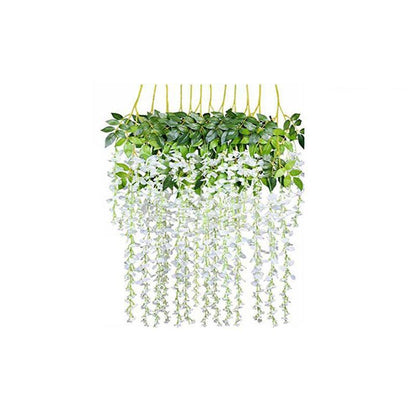 12X Artificial Silk Fake Flower Garland Vine Wisteria Leaf Hanging Wedding Decor - Purple