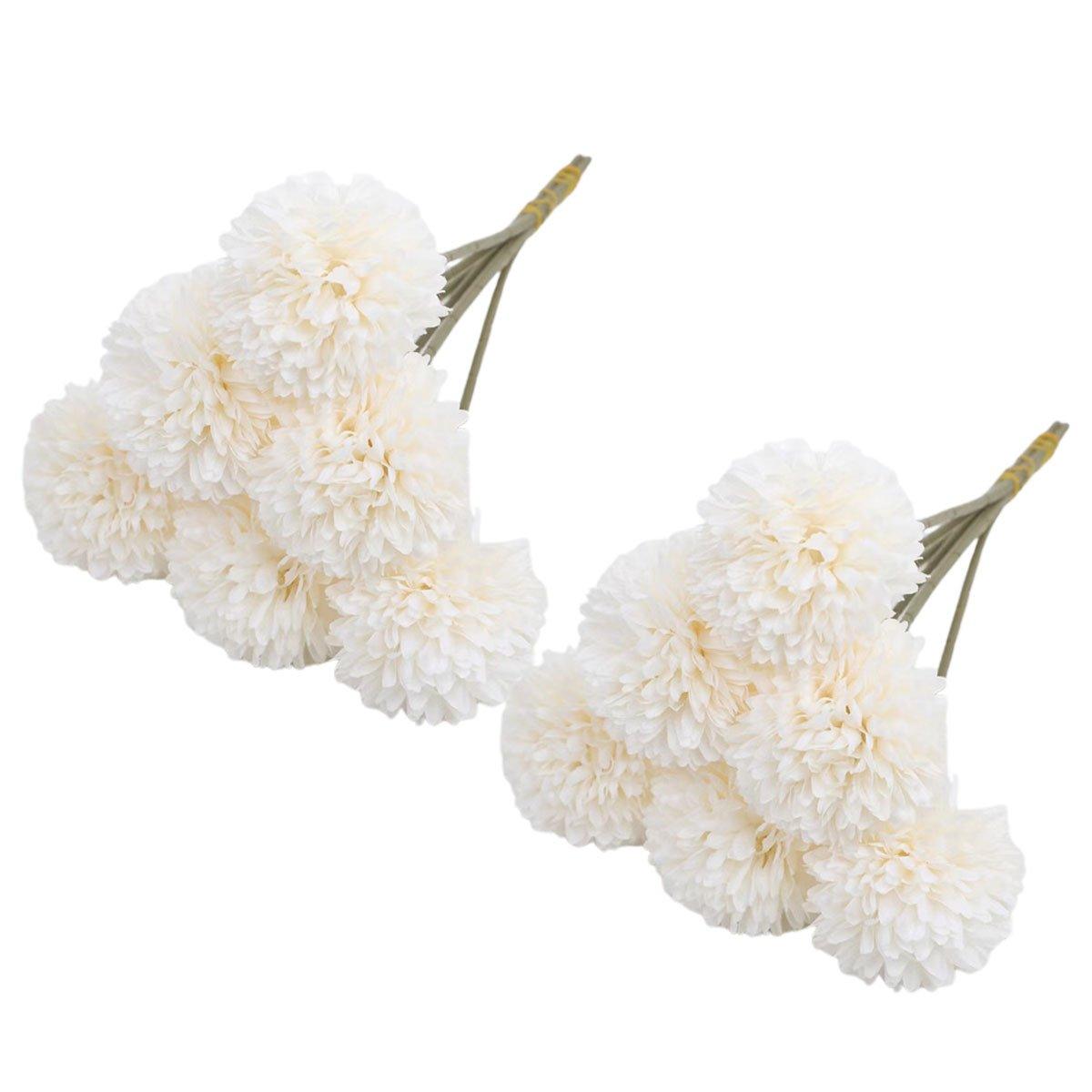 12pcs Artificial Dandelion Fake Flower Simulation Arrangement Desktop Decoration - Pink