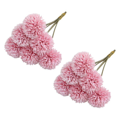 12pcs Artificial Dandelion Fake Flower Simulation Arrangement Desktop Decoration - Pink