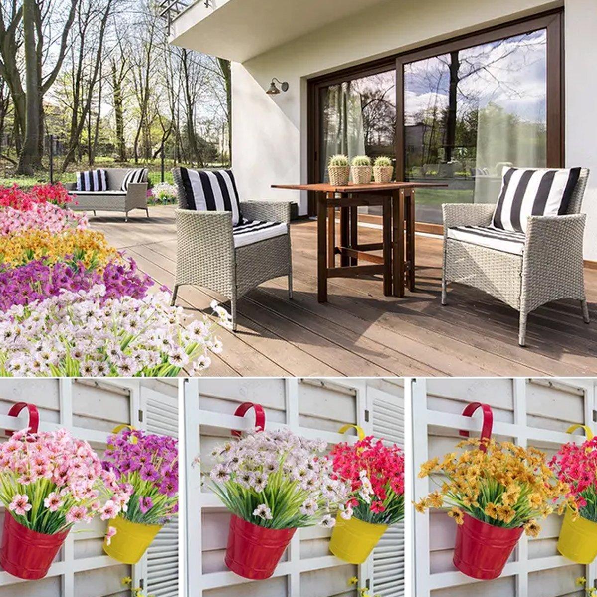 12pcs Artificial Flowers Set for Home Decor Wedding Party Fake Floral Decor - Orange