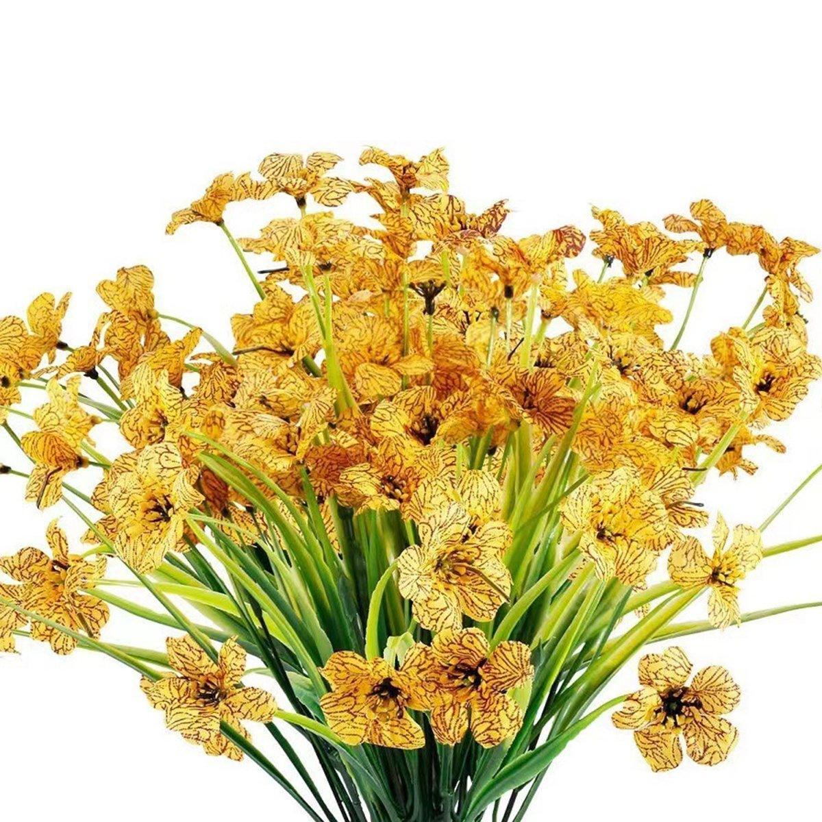12pcs Artificial Flowers Set for Home Decor Wedding Party Fake Floral Decor - Orange
