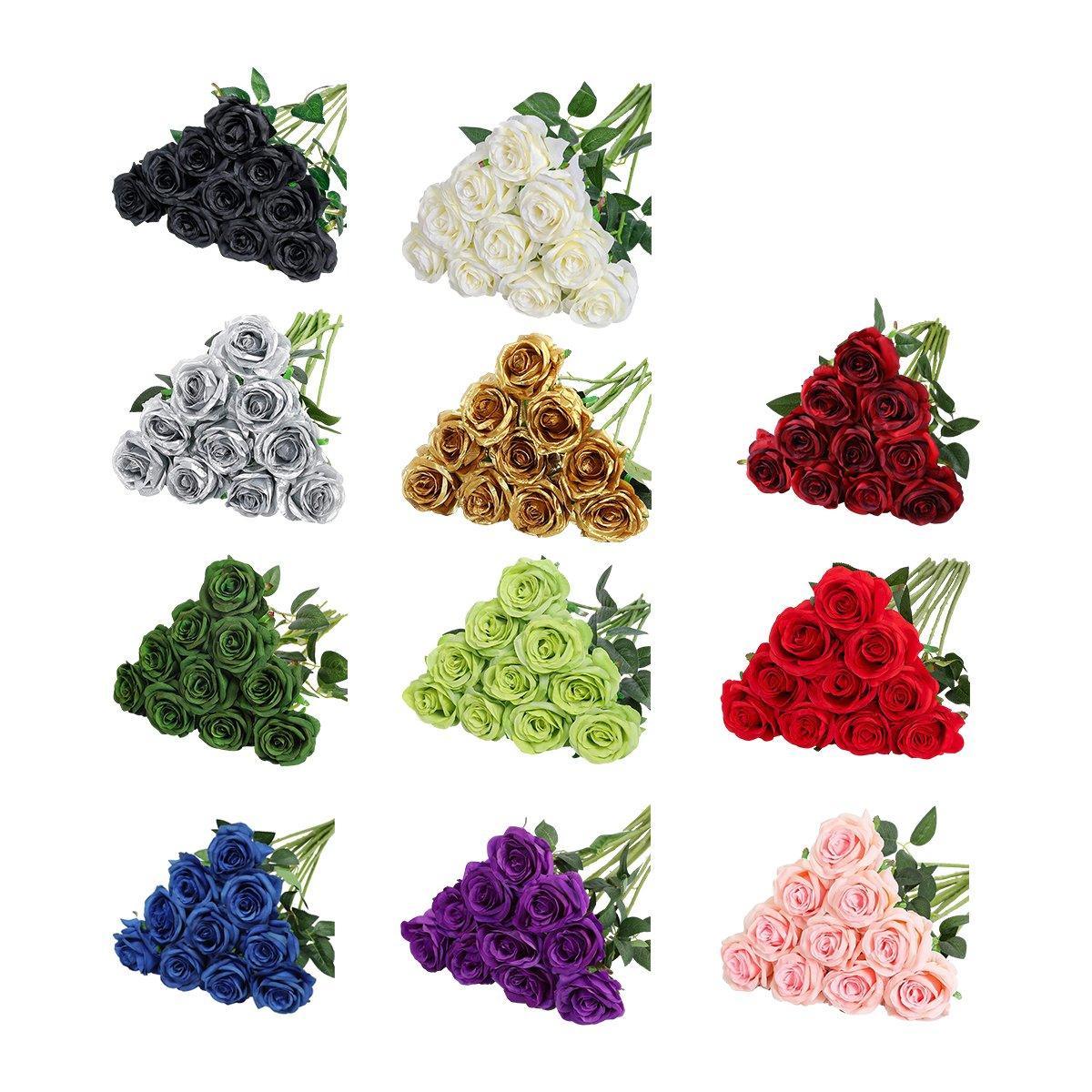 10pcs Artificial Silk Simulation Rose Flowers - Wedding Party Home Decorations - Light-Pink