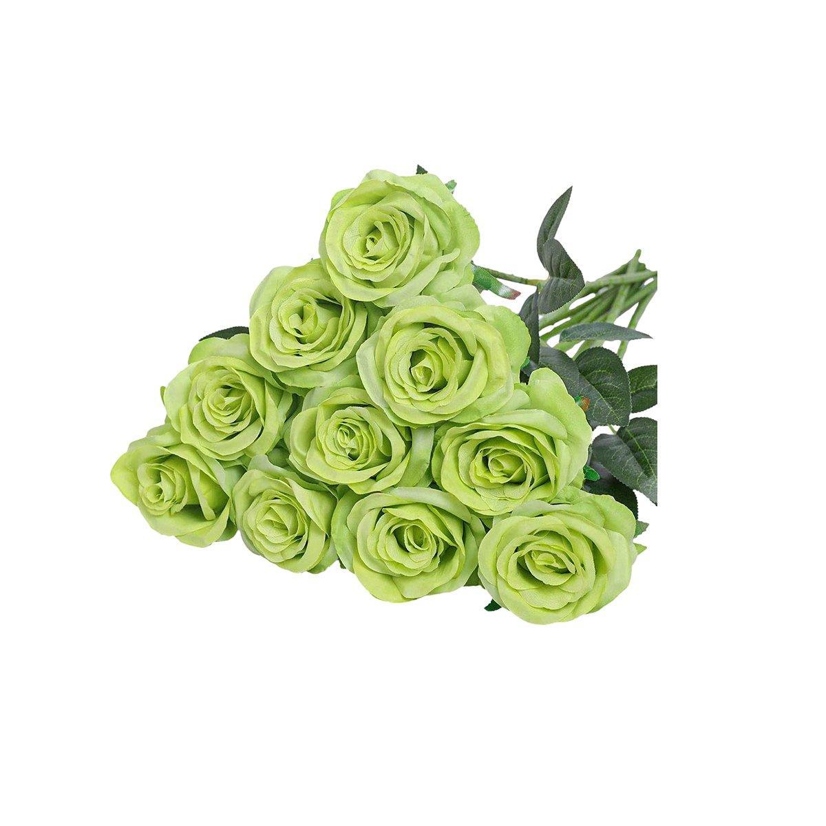 10pcs Artificial Silk Simulation Rose Flowers - Wedding Party Home Decorations - Light-Pink