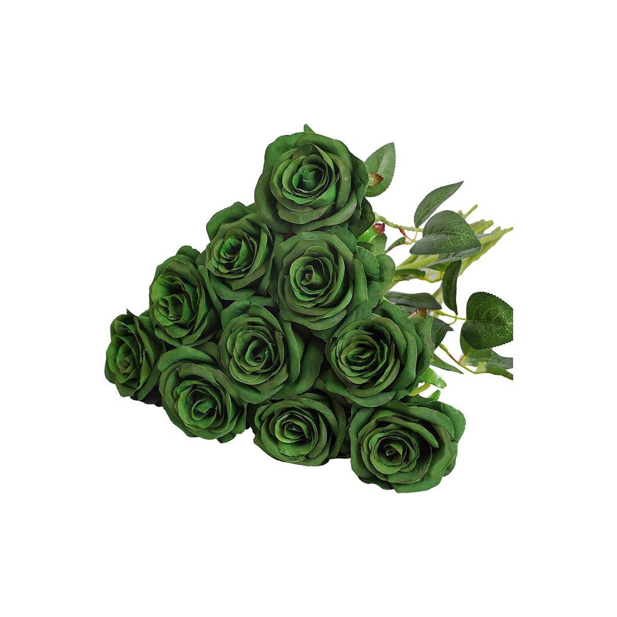 10pcs Artificial Silk Simulation Rose Flowers - Wedding Party Home Decorations - Light-Pink