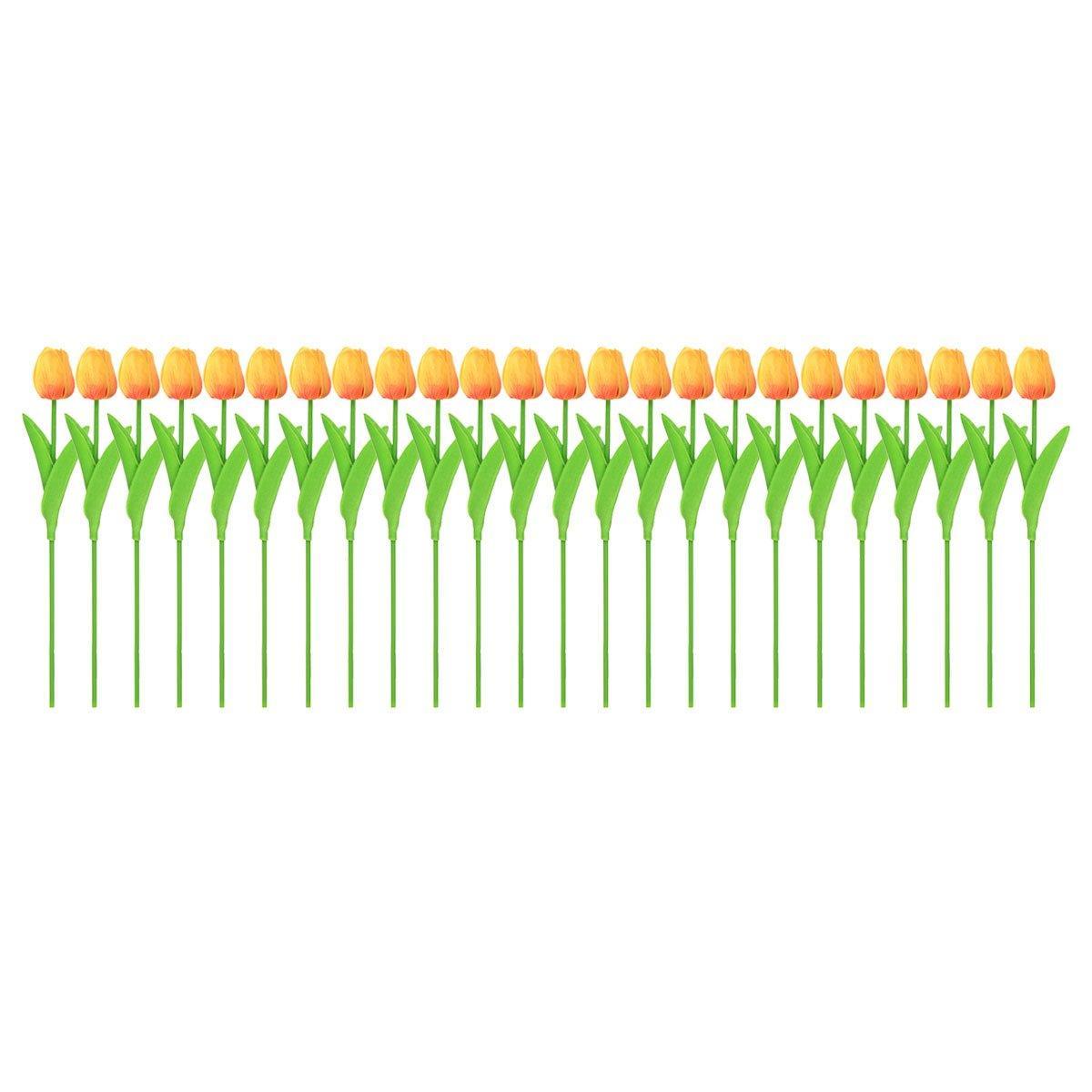 20PCS Real Touch Artificial Tulip Bouquet Fake Flowers for Home Wedding Decor - White