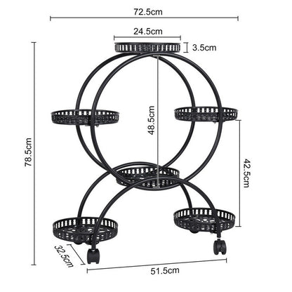 Metal Plant Stand Rack 4Tier Indoor Flower Pot Stand with Wheels for Living Room