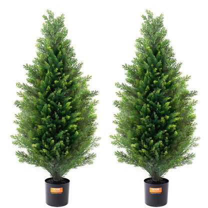 2 Pack 36 Inch Artificial Cedar Topiary Trees with Pots UV Resistant Faux Evergreen Pine Cypress Plants for Indoor Outdoor Home Decor