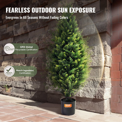 2 Pack 36 Inch Artificial Cedar Topiary Trees with Pots UV Resistant Faux Evergreen Pine Cypress Plants for Indoor Outdoor Home Decor
