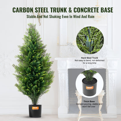2 Pack 36 Inch Artificial Cedar Topiary Trees with Pots UV Resistant Faux Evergreen Pine Cypress Plants for Indoor Outdoor Home Decor
