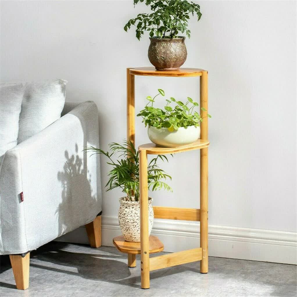 3-Tier Brown Bamboo Plant Stand Bonsai Holder