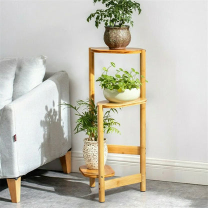 3-Tier Brown Bamboo Plant Stand Bonsai Holder
