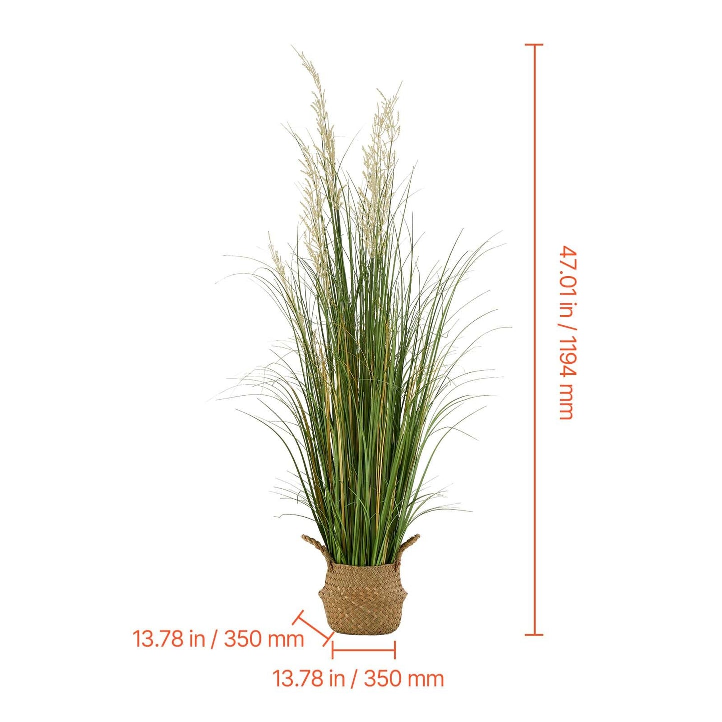 Artificial Grass Plant, 1194mm Reed Flower Grass in Pot, Premium PVC Faux Fake Greenery Shrubs Plant for Indoor Outdoor House Home Garden Office Room Décor, Housewarming, 1 Pack Green