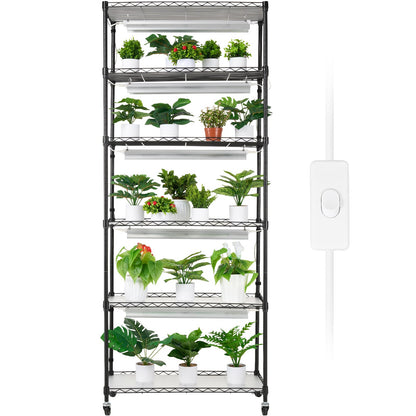VEVOR DIY Plant Stand with Grow Lights 6 Tiers 192W 70.9 Tall Plant Grow Shelf"