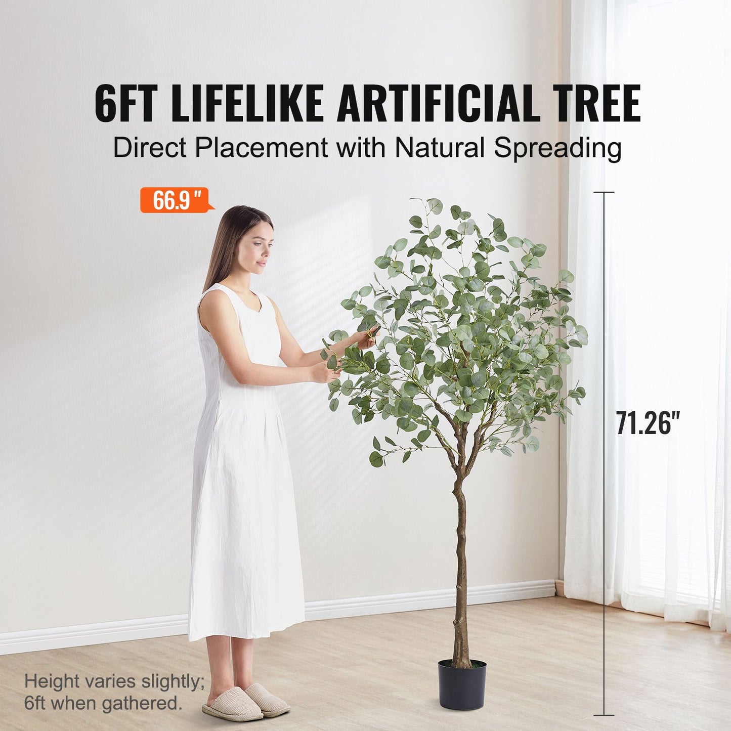 Artificial Eucalyptus Tree, 15.2cm Tall Faux Plant, Secure PE Material & Anti-Tip Tilt Protection Low-Maintenance Plant, Lifelike Green Fake Potted Tree for Home Office Decor Indoor Outdoor