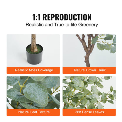Artificial Eucalyptus Tree, 15.2cm Tall Faux Plant, Secure PE Material & Anti-Tip Tilt Protection Low-Maintenance Plant, Lifelike Green Fake Potted Tree for Home Office Decor Indoor Outdoor