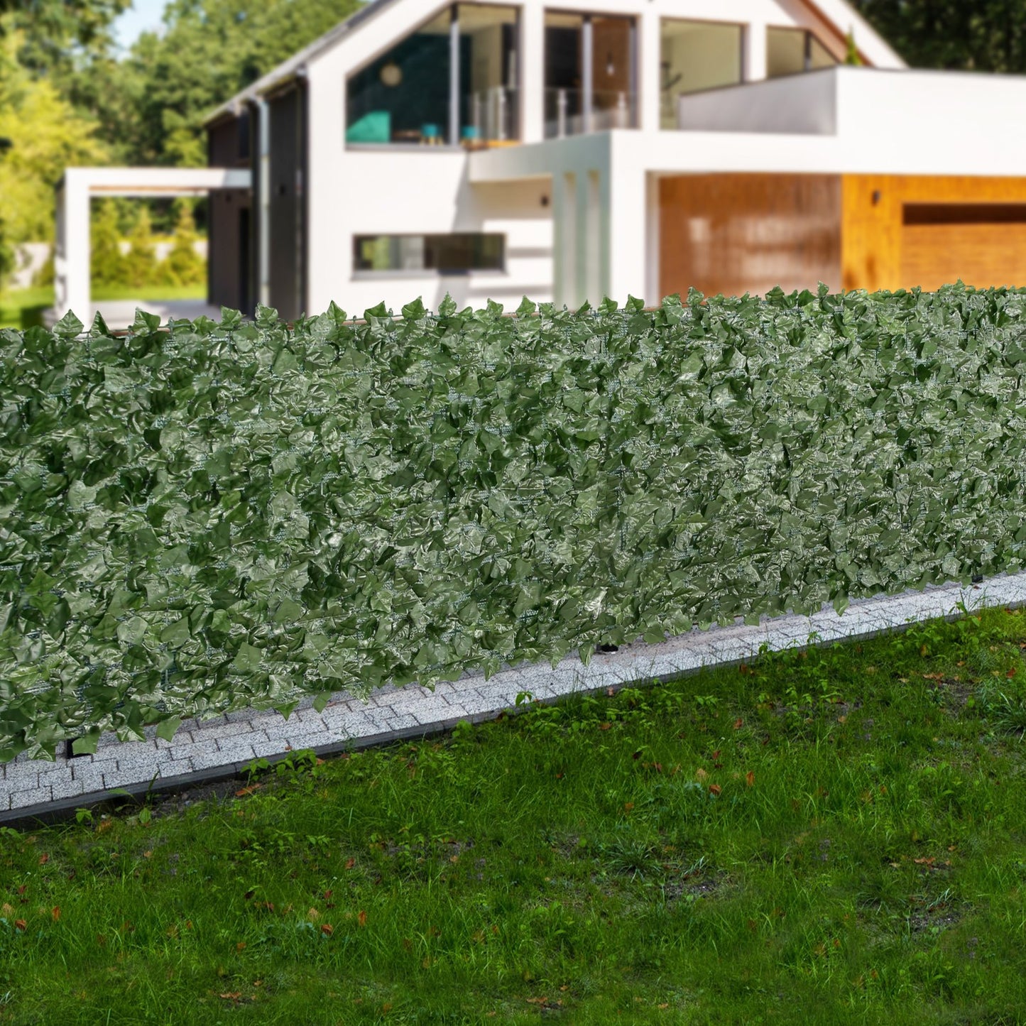 VEVOR Ivy Privacy Fence, 39 x 198in Artificial Green Wall Screen, Greenery Ivy Fence with Mesh Cloth Backing and Strengthened Joint, Faux Hedges Vine Leaf Decoration for Outdoor Garden, Yard, Balcony