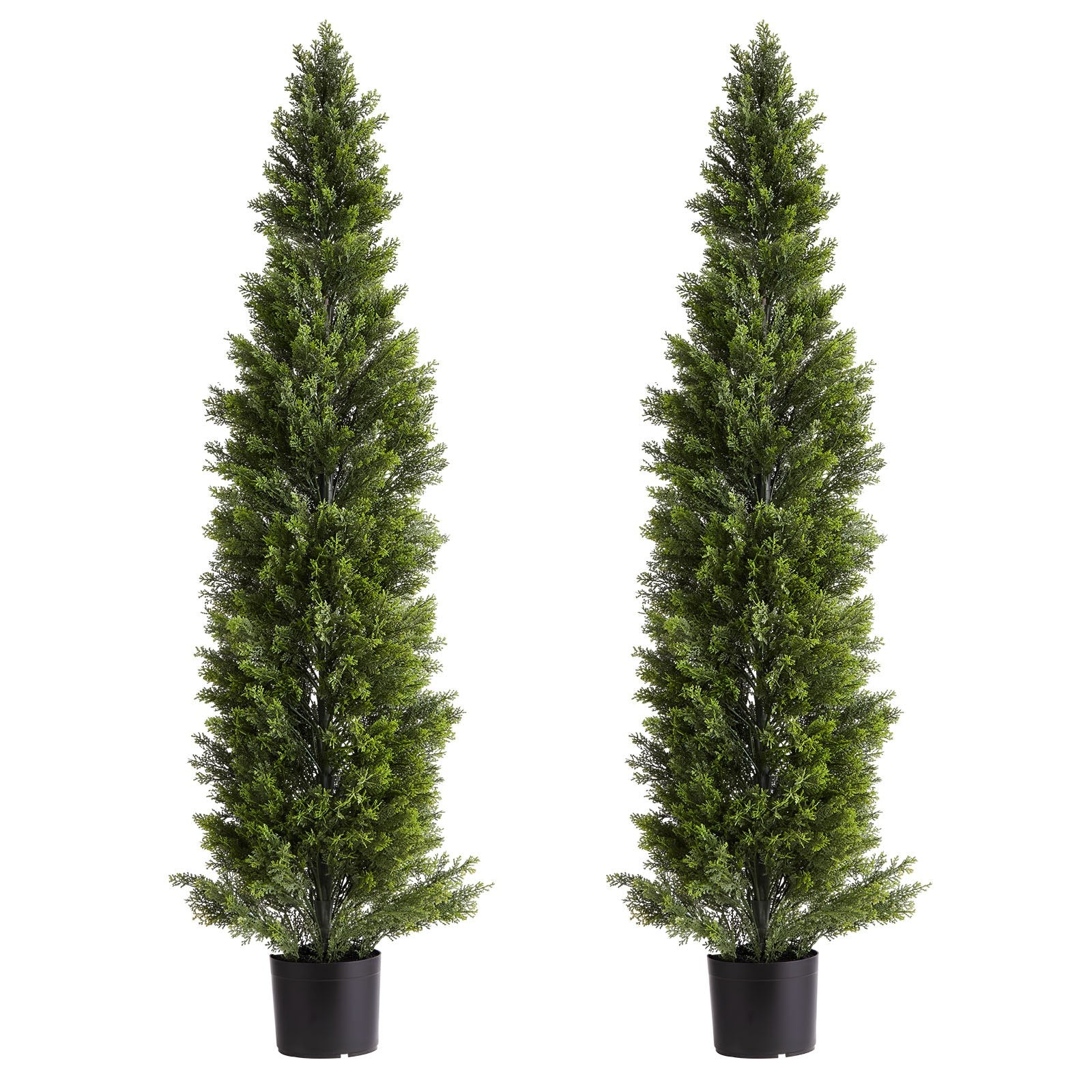VEVOR Artificial Topiary Cedar Trees, 2 Set 1524mm Faux Pine Shrubs Plants, Fake Silk Tree Look Real, Easy Assembly for Decor Front Porch Outdoor Patio Garden Balcony Backyard Indoor Office