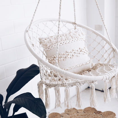 Madrid Macrame Hanging Chair Swing - Cream