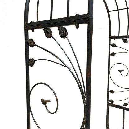 Ornate Metal Garden Arch - Distressed Black