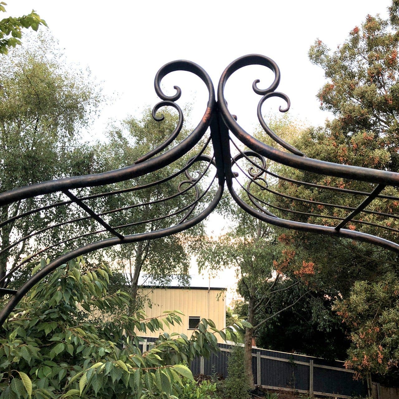 Ornate Metal Garden Arch - Distressed Black