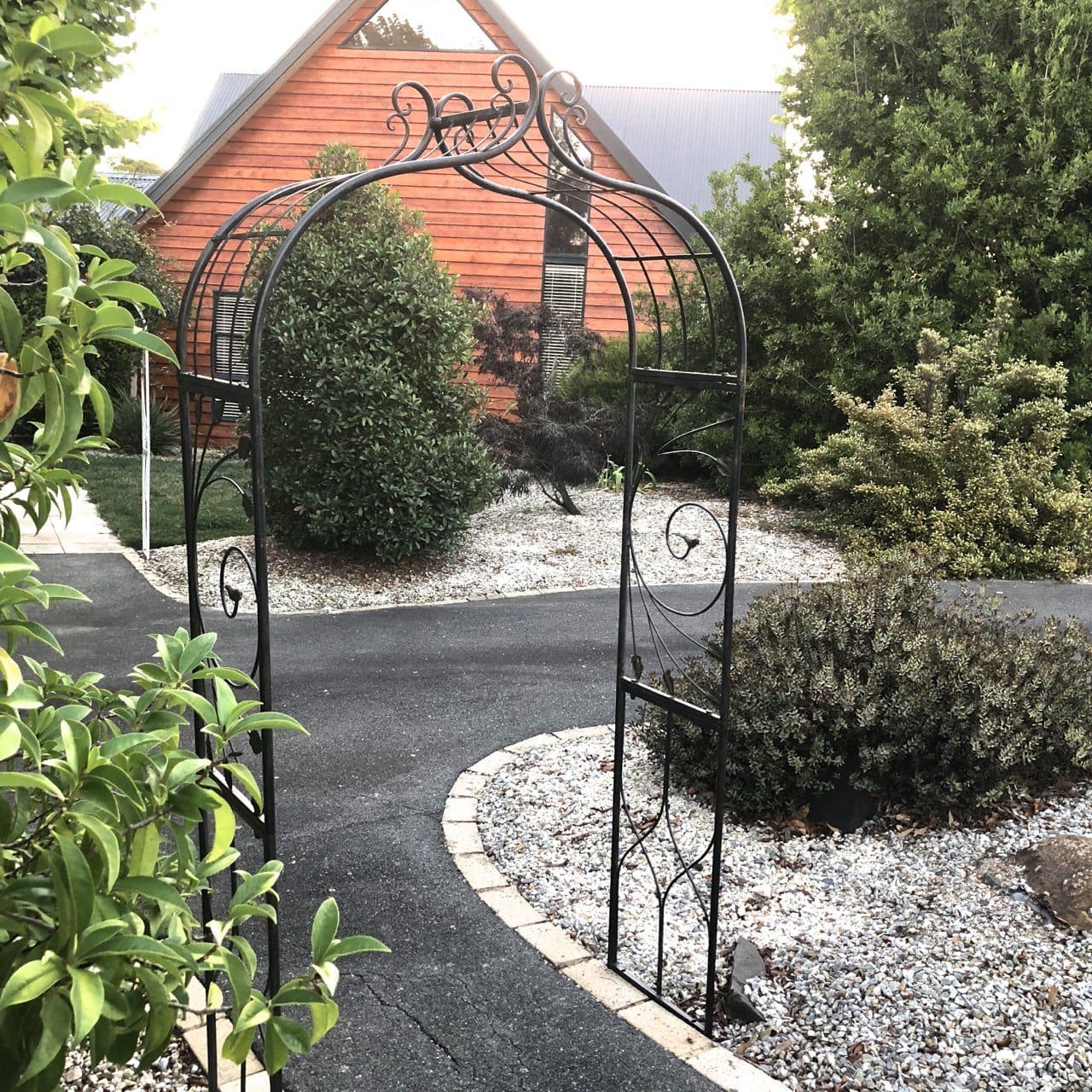 Ornate Metal Garden Arch - Distressed Black