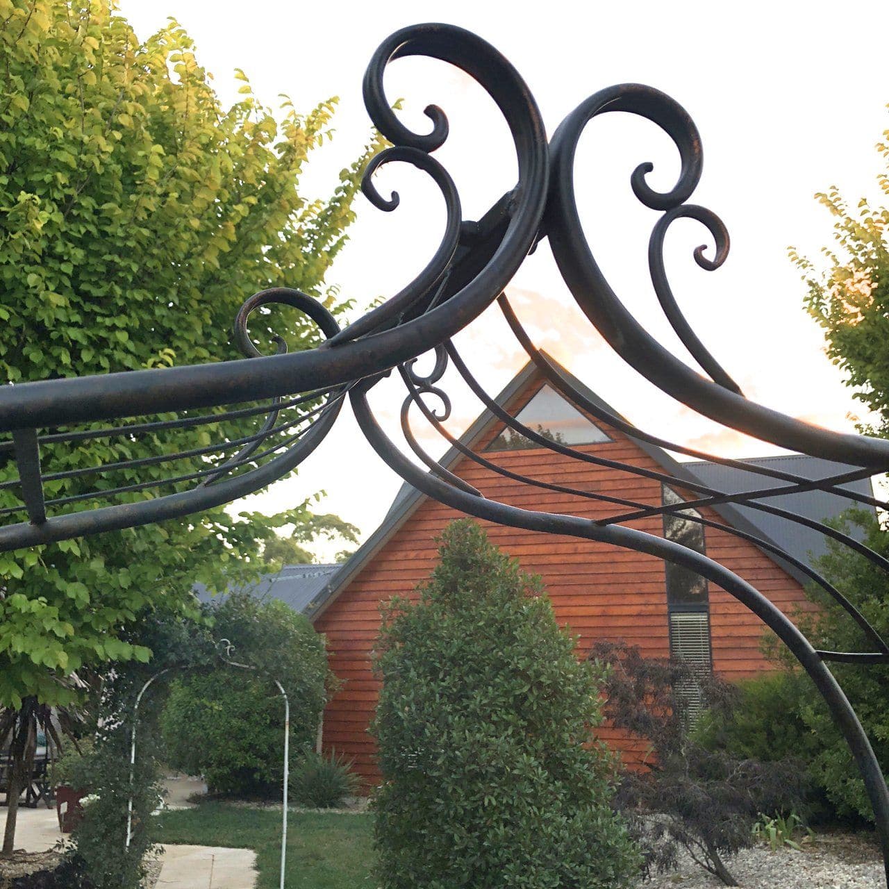 Ornate Metal Garden Arch - Distressed Black